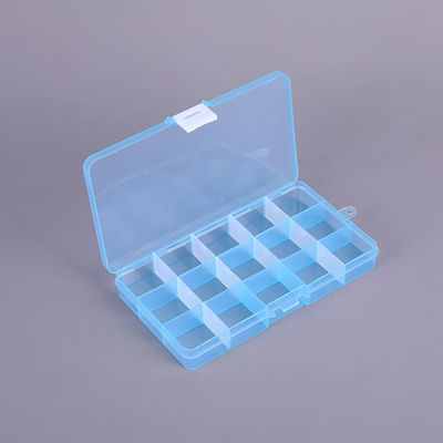 15 Gitter Kunststoff Organizer Box Blau Aufbewahrungsbox für Schmuck Perlen