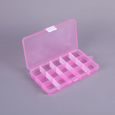 Scatola Organizzatore Gioielli in Plastica a 15 Griglie Rosa con Divisori Rimovibili