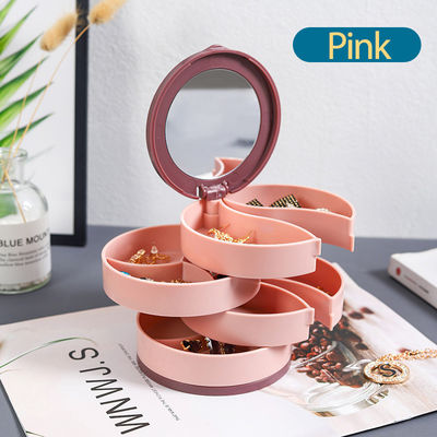 Pink Jewelry Organizer Box Compact Storage Case for home